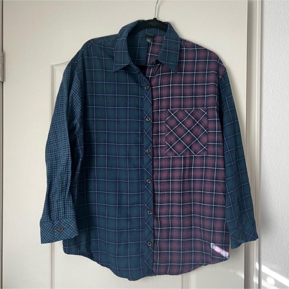 Womens flannel multicolor plaid shirt